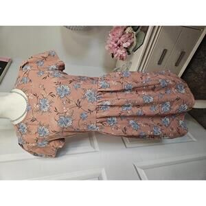 Ro + De Floral Print Dress - Soft Peach